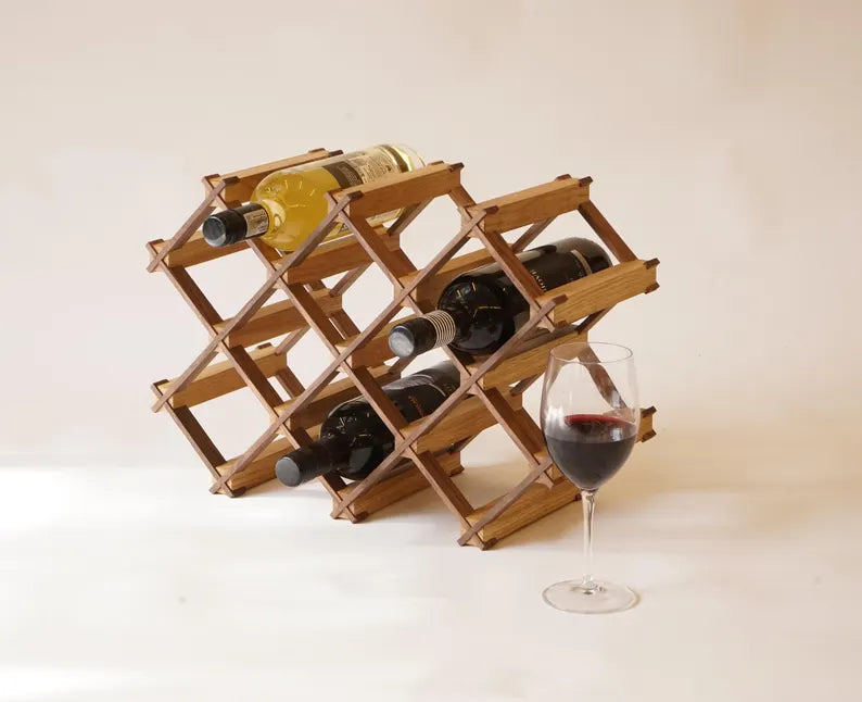 Custom Solid Wood Wine Rack // Hand Made // European Oak and American Black Walnut