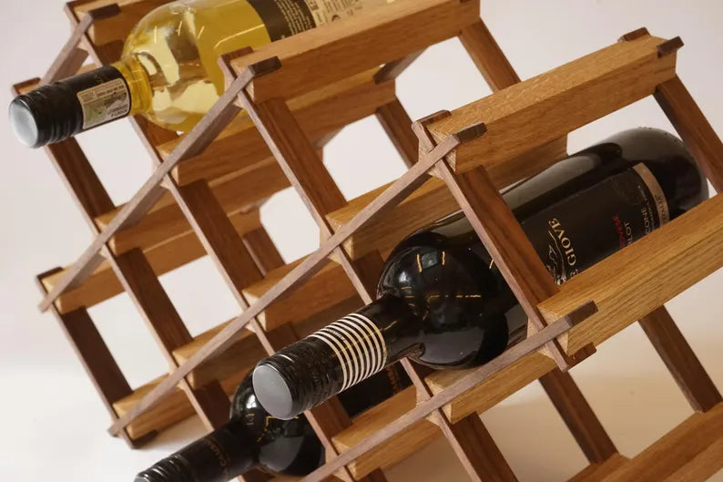 Custom Solid Wood Wine Rack // Hand Made // European Oak and American Black Walnut