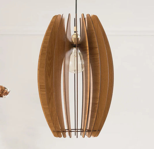 Wooden Lamp Shade, Pendant Light, Wood Ceiling Fixture, Modern Chandelier, Kitchen Lighting, Mid Century Design, Hanging Light, Nordic Style